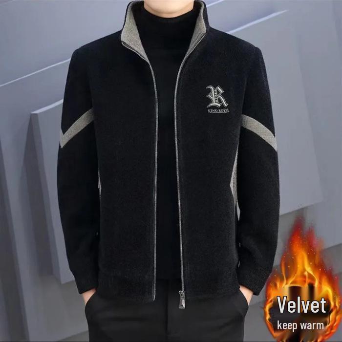Men s Stylish Woolen Jacket - Korean Trend, Autumn/Winter, Casual, Warm & Thick 5XL чёрный