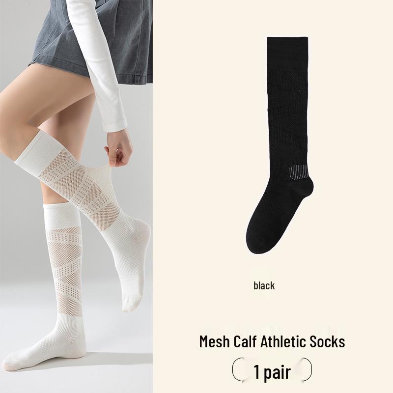Women's Thin Compression Calf Socks: Spring/Summer Running & Tennis, Quick-Dry, Muscle Support, Long Micro-Compression Fitness Socks