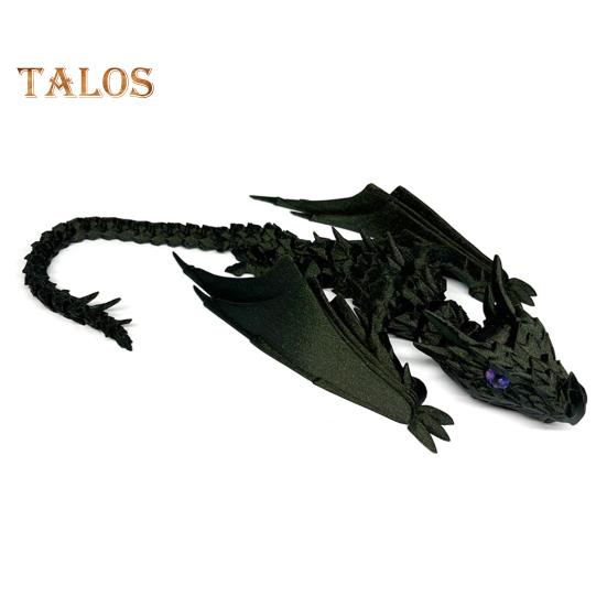 

3D-печатный крылатый дракон, гибкий шарнирный дракон с крыльями, игрушка-дракон для домашнего офиса, декор для стола, снятие стресса чёрный/зелёный