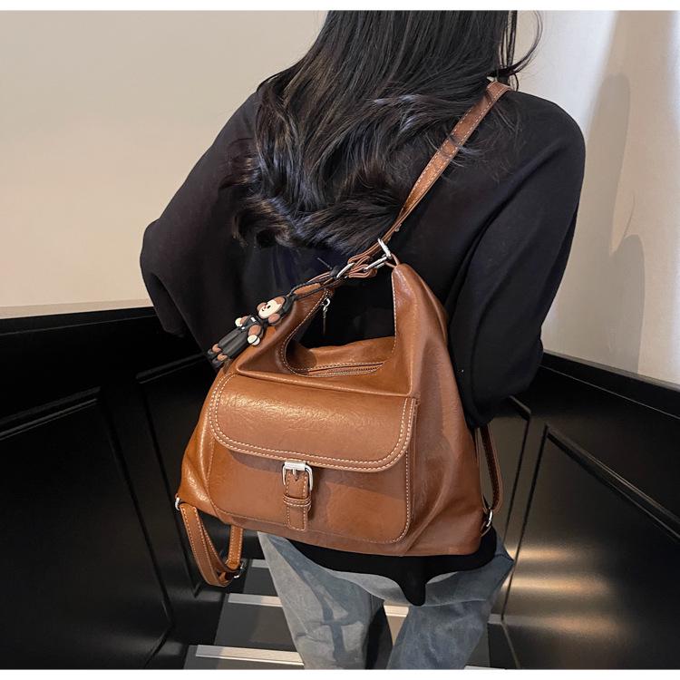 

Минималистичная женская ретро-модная сумка-тоут через плечо, большая вместимость, текстура ПУ, 2025. Without Charm коричневый