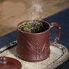 Yixing Handmade Purple Clay Tea Cup with Lid, Large Capacity, Bamboo Design