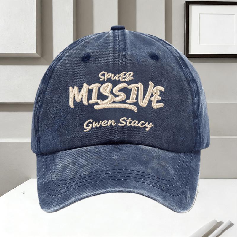 Men Cap Gwen Stacy Embroidery Vintage Washed Baseball Cap Unisex Adjustable Casual Dad Hat Sun Hat