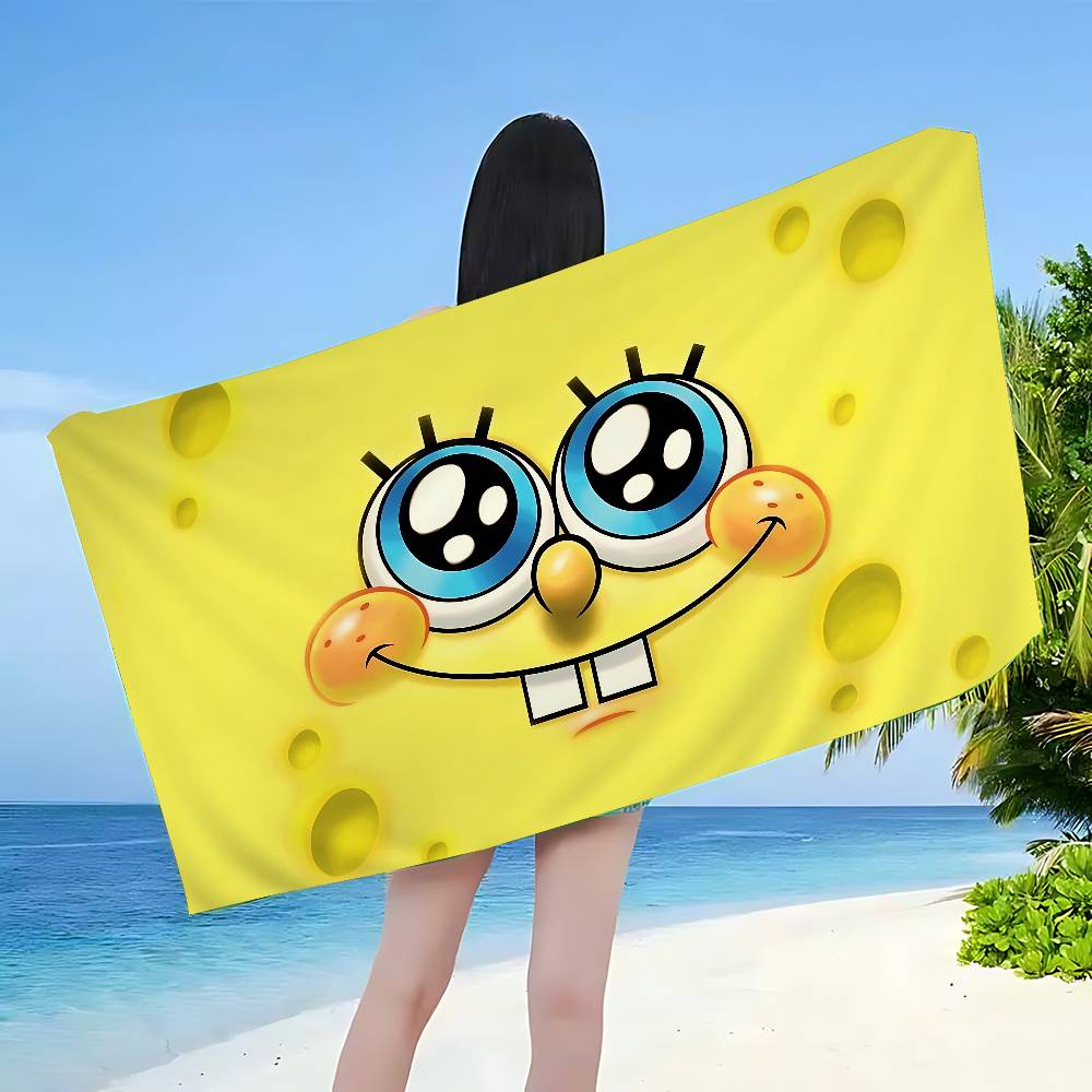 Magic Shark Cute S-Spongebobs Bath Towel Microfiber Soft Water Absorbing Breathable For Girl Kids Decorative Beach Towel