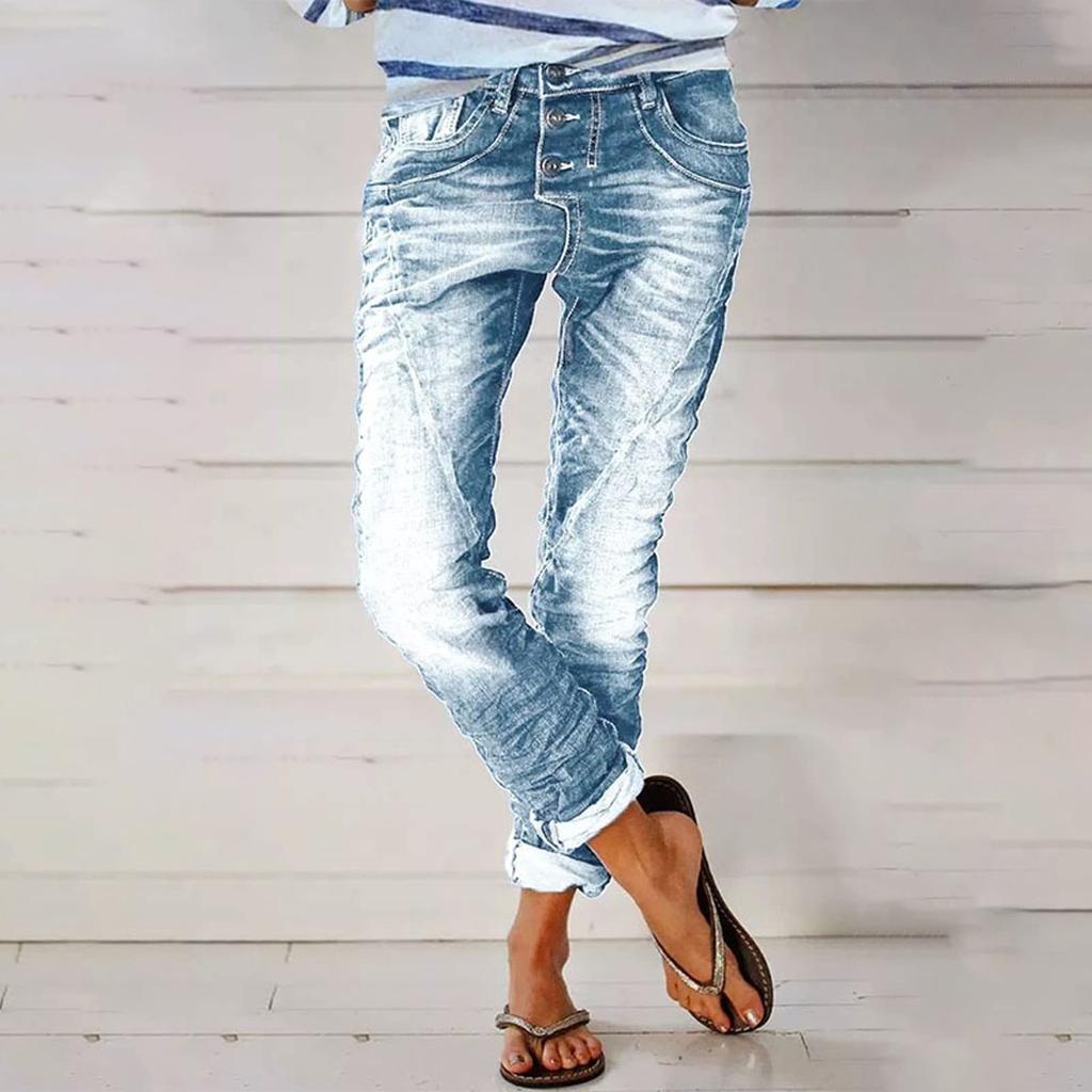 Damenmode, Retro, vielseitig, lässig, täglich, Skinny Slim Denim-Hose