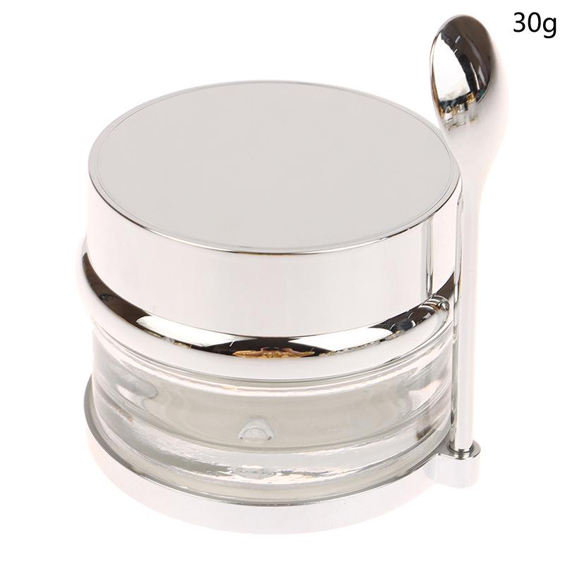 Electroplating Empty Cream Jar Refillable Lotion Bottle With Spoon 30/50/80/100g Travel Face Cream Cosmetic Cotton Pad Container
