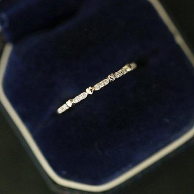 New 14K Gold-Plated Sterling Silver Ring: Women's Simple Heart Design with Inlaid Diamonds