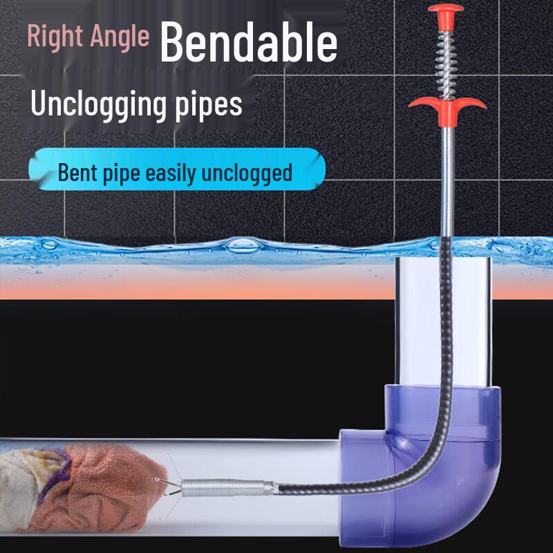 Manual Pipe Unclogger with Four-Claw Grab Hook