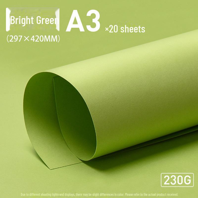 Yuanhao Handmade Cardstock: Light/Dark/Army/Forest Green 4K A4/A3 Background Paper for Kindergarten Projects.