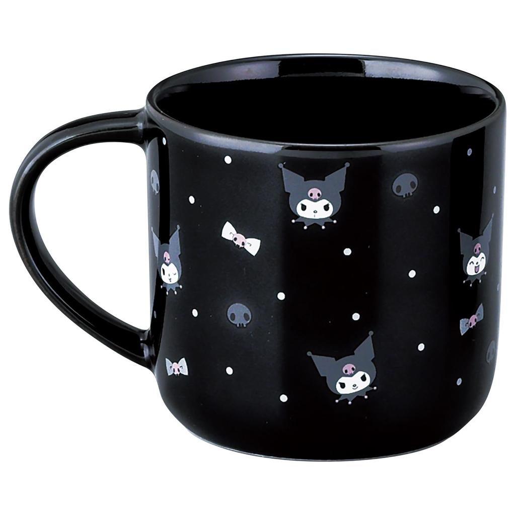 Sanrio Characters (SANRIO) Mug, 350ml, Diameter: Approx. 9 X 8cm, Kuromi Dot Design, Microwave Safe, Made In Japan, Black, SAN182-11