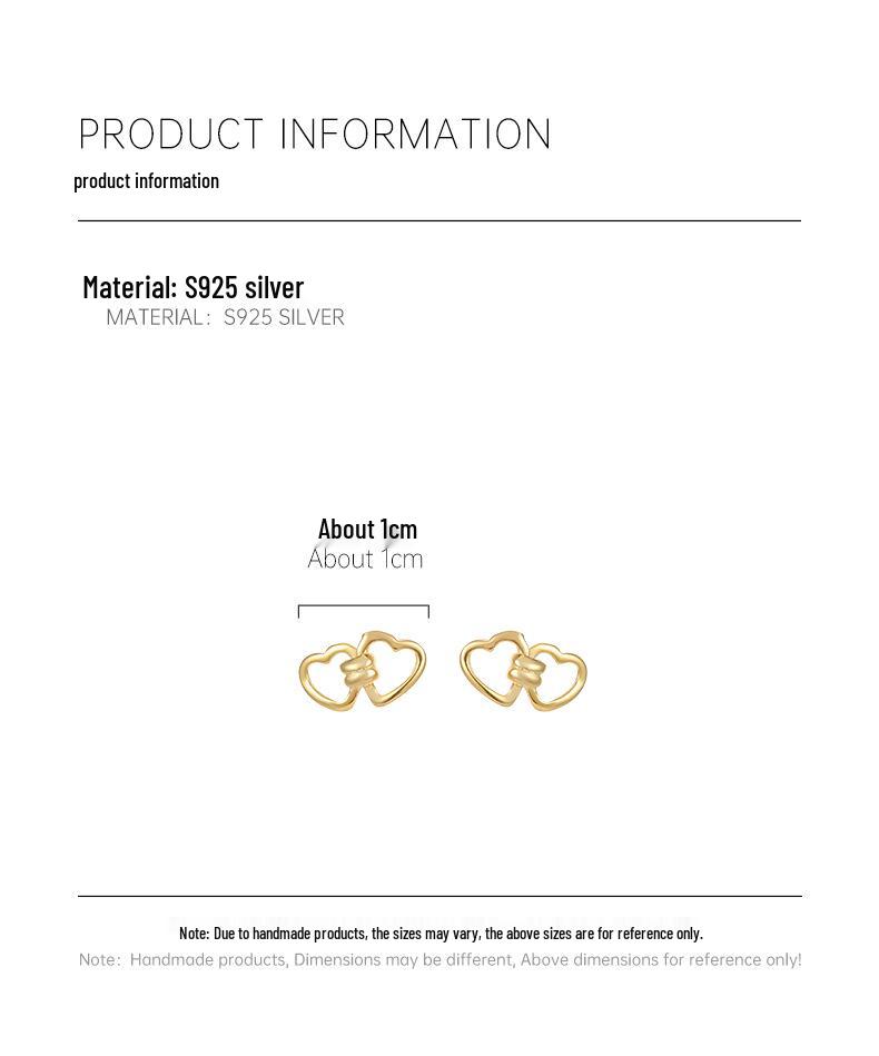 Banyan Tree S925 Silver Sweet Double Heart Earrings for Women