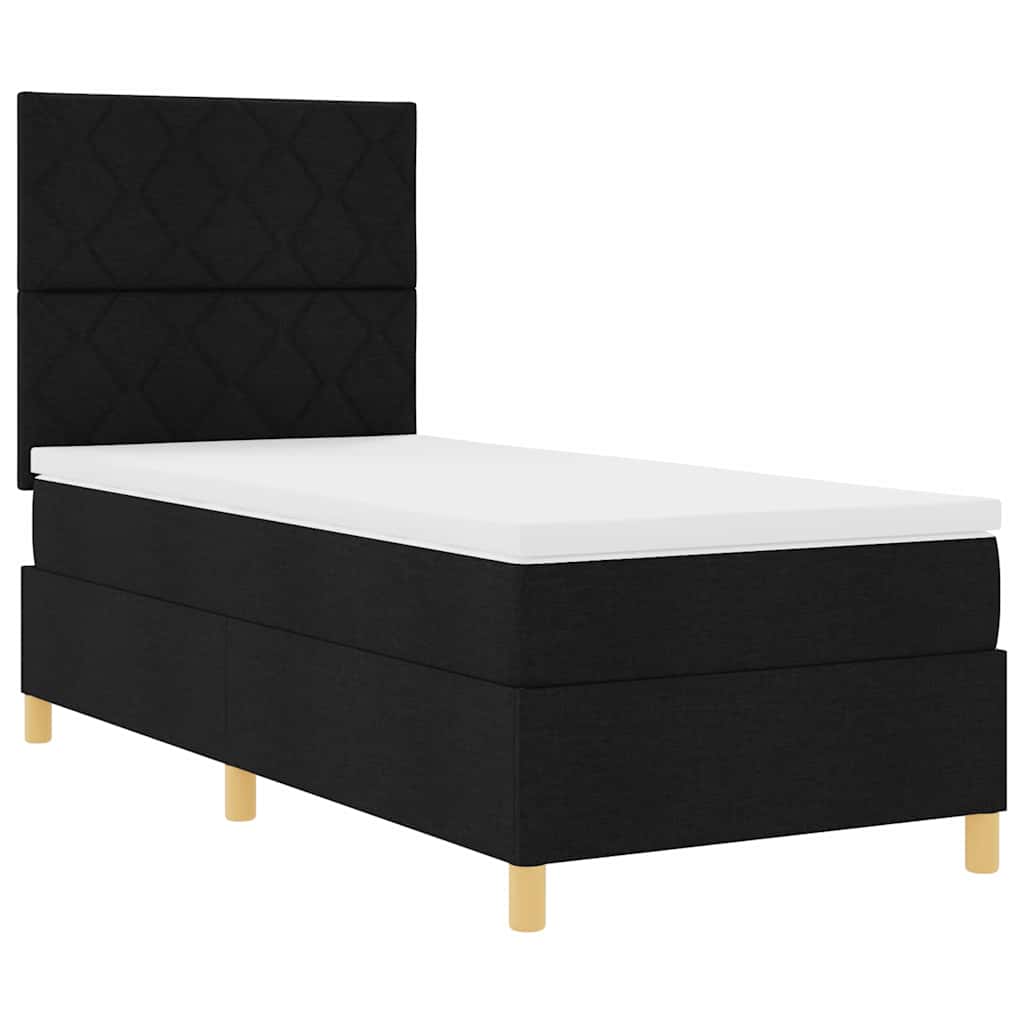 LED Box Spring Bed with Headboard Black 90 X 200 Cm Fabric
