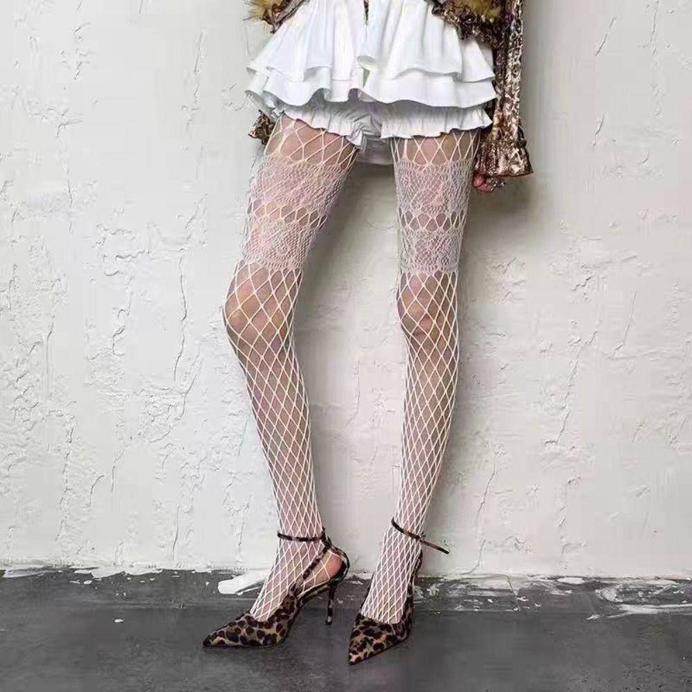 Large Mesh Pantyhose Thin Mesh Hollow Out Tights Y2K Mesh Tights Punk Style