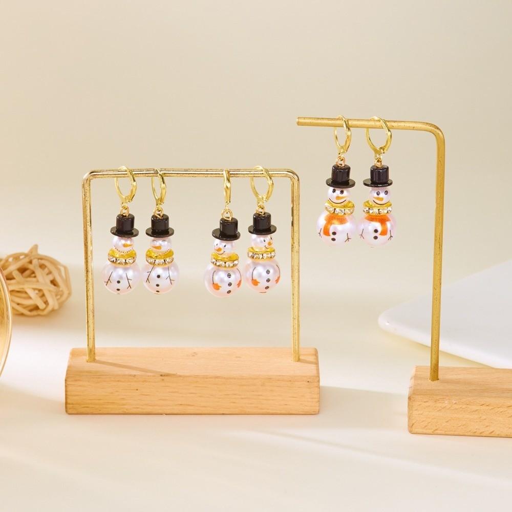 Rhinestone Snowman Earrings Snowflake Xmas Dangle Earrings Exquisite Christmas Earrings  Holiday