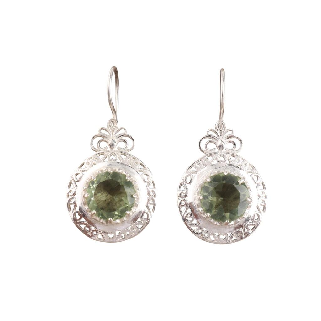 Grüner Amethyst Edelstein Ohrring 1,5", 925 Sterlingsilber Schmuck, Geburtsmonat Februar Geschenk, Amethyst Ohrring, Thanksgiving Geschenk für Sie CE-25-14