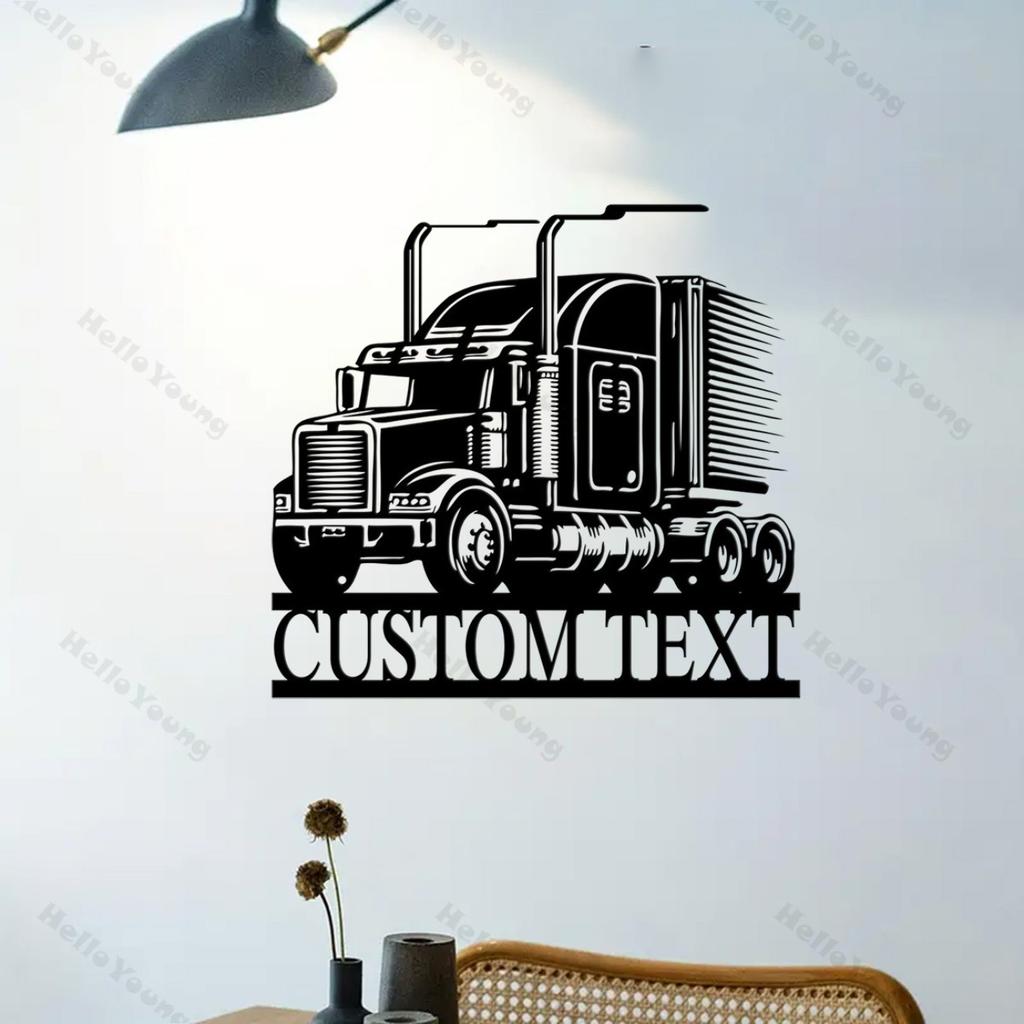 Custom Semi Truck Metal Wall Art, Personalized Trucker Name Sign, Home Decor Hot Sale