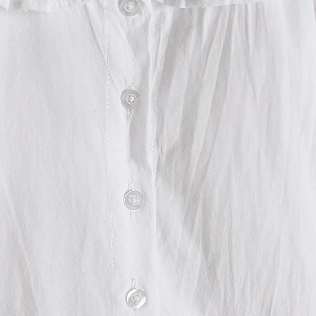 White Long-Sleeve Lapel Shirt for Older Girls - 2026 Spring/Summer Korean-Style Student Uniform