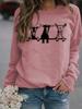Women's Alpaca Print Round Neck Hoodie - Cute Casual Pullover for Autumn & Winter