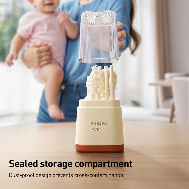 Philips Avent Bottle Cleaning Set Includes Draining Rack and Bottle Brush.