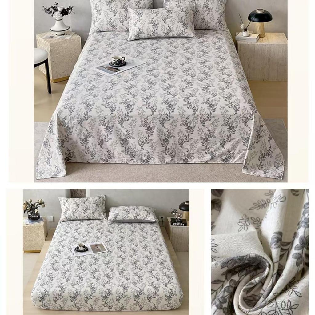 Retro-Stil Rutschfeste Weiche Leinen-Baumwolle Spannbettlaken, Doppellagige Crinkle-Gaze, Schrumpffrei, Atmungsaktiv, Verdickte Tagesdecke R