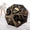 Dark Tree of Life: Skulls & Symbols Circular ArtworkUmbrella, Portable 3-Fold Compact Umbrella for Men & Women Gift