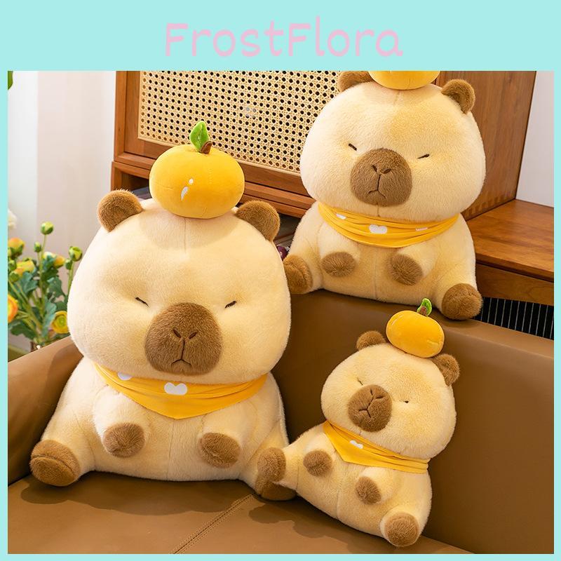 Kapybara Skjerf Rosa Blomsterdesign Tegneserie Plysjleketøy Pute For Barn Samler Og