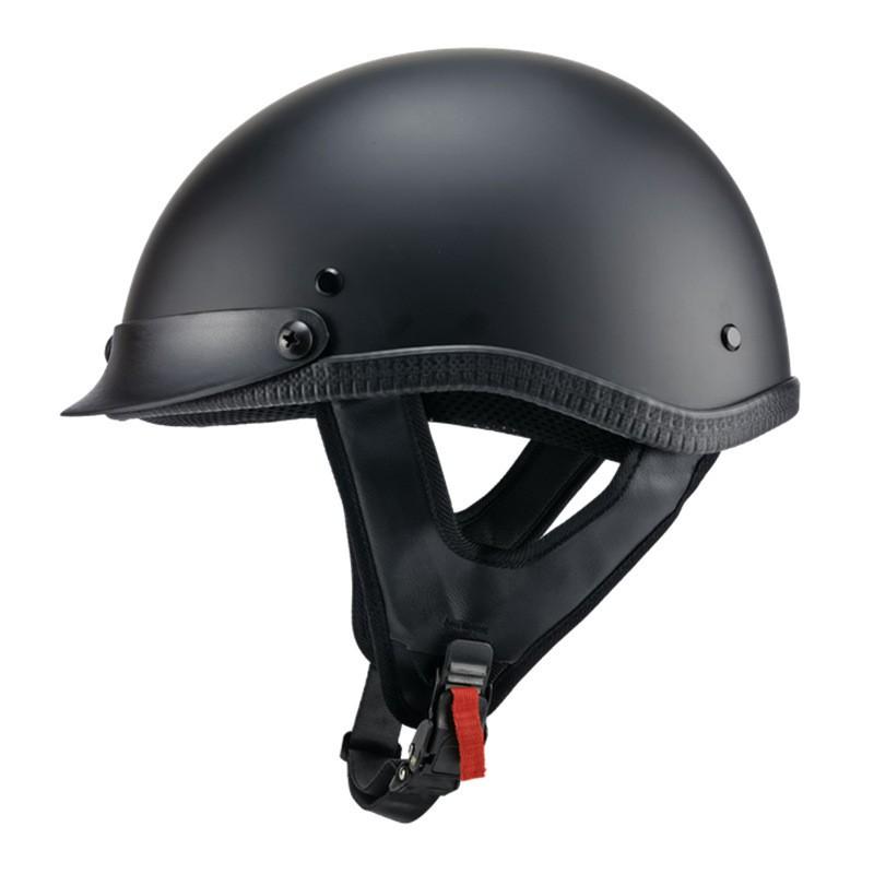 Classic American Style Half Face Motorcycle Helmet Adults ABS Material Open Scooter In Matte Black Glossy