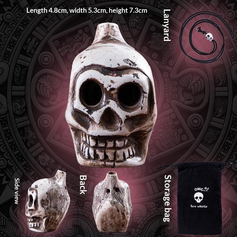 Skull Whistle Mini Ceramic Sound Toy Retro Skull Ornament Prop Pocket Size Toy for Halloween Travel Use