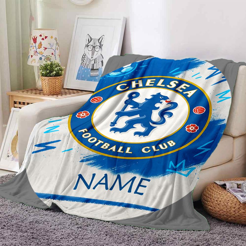 Custom Name Chelsea FC Crest Blanket for Couch & Bed, Plush Cozy Fuzzy Blanket Super Soft & Warm Blankets for Fall and Winter. 0908247