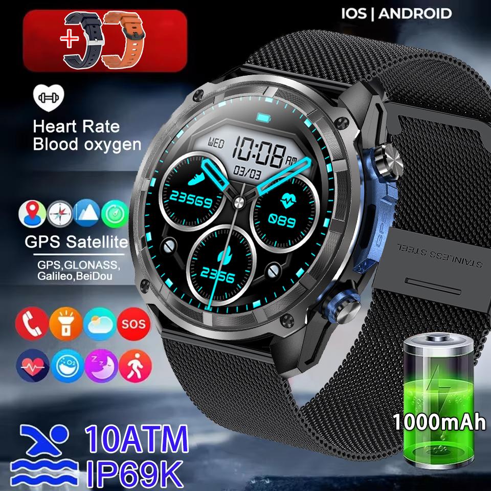 Men GPS New Offline Map Smart Watch 10ATM Waterproof 4GB Route Navigation Clock 1000mAh Battery Outdoors Military Watches