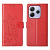 For Xiaomi Redmi Note 14 4G (163.25mm) Wallet Case Butterfly Floral Imprint PU Leather Phone Cover with Wrist Strap