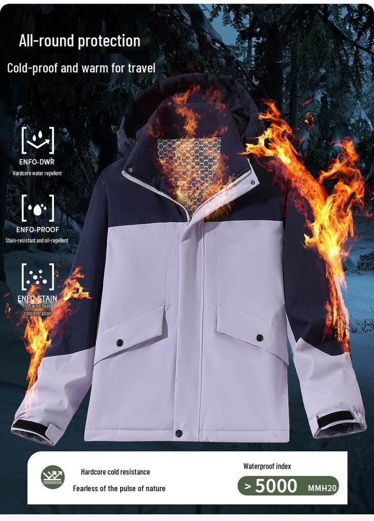Unisex Windproof Waterproof Cotton Down Jacket with Velvet Lining – Thickened for Warmth and Cold Protection