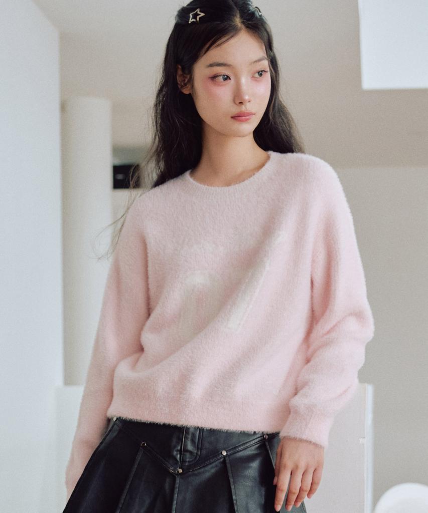 ZEROPLANET 07 Graphic Hairy Sweatshirt [Pink]