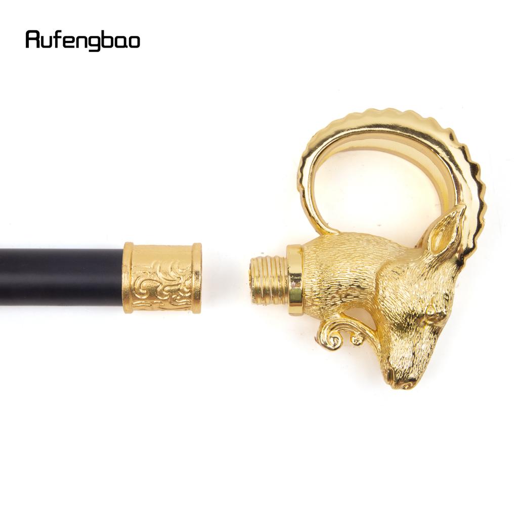 Golden Goat Sheep Animal Walking Stick Decorative Cospaly Vintage Party Fashionable Walking Cane Halloween Crosier 91cm
