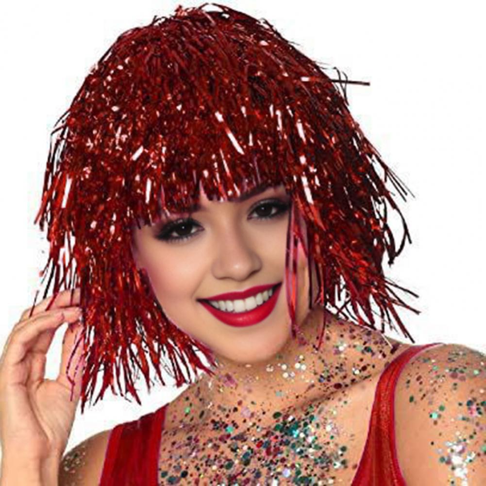 Cosplay Disco Wig Foil Tinsel Shiny Party Hat Adults Metallic Cosplay Supplies Funny Atmosphere Festive Decoration