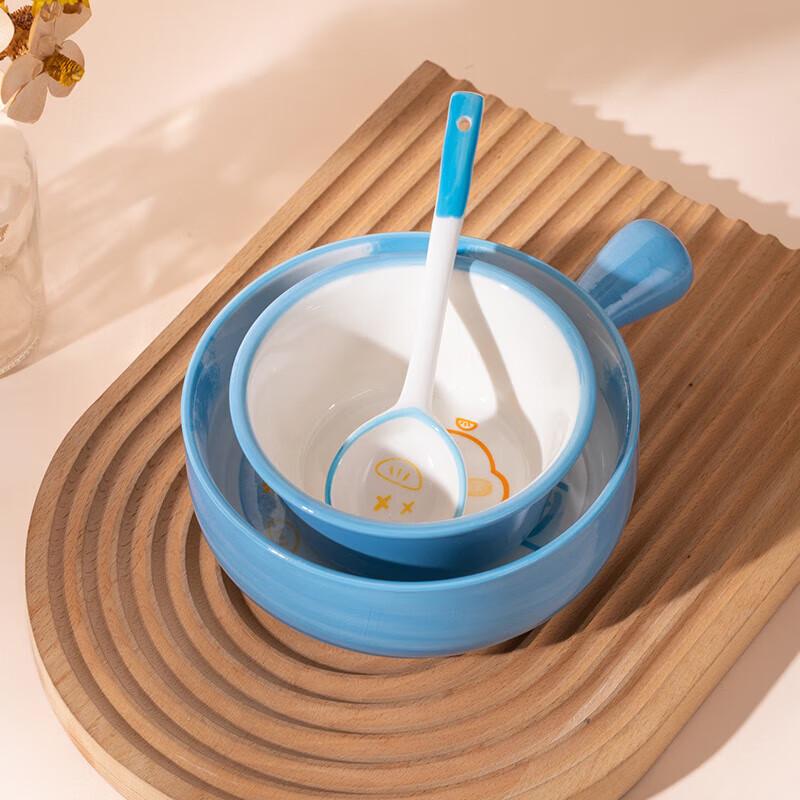 

ZISIZ Relaxed Duck Ceramic Children s 3-Piece Dining Set