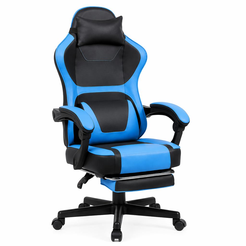 Ergonomic Business Gaming Chair with Lumbar & Neck Support, Adjustable Footrest, 300 Lbs Capacity (136 Kg), 360 Degrees Swivel