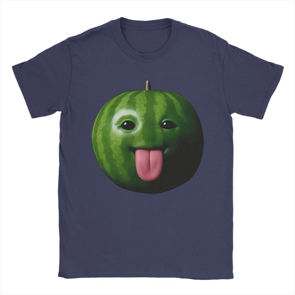Herren Lustiges albernes KI-Wassermelonen-Gen-Z-Meme BrainRot-Humor Zunge raus T-Shirt Reines Baumwoll-Rundhals-T-Shirts Sommer-T-Shirts