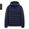 Giacca Piumino Corta Leggera da Uomo con Cappuccio 90% Piuma d'Anatra Bianca Caldo Cappotto Invernale Stile Urbano