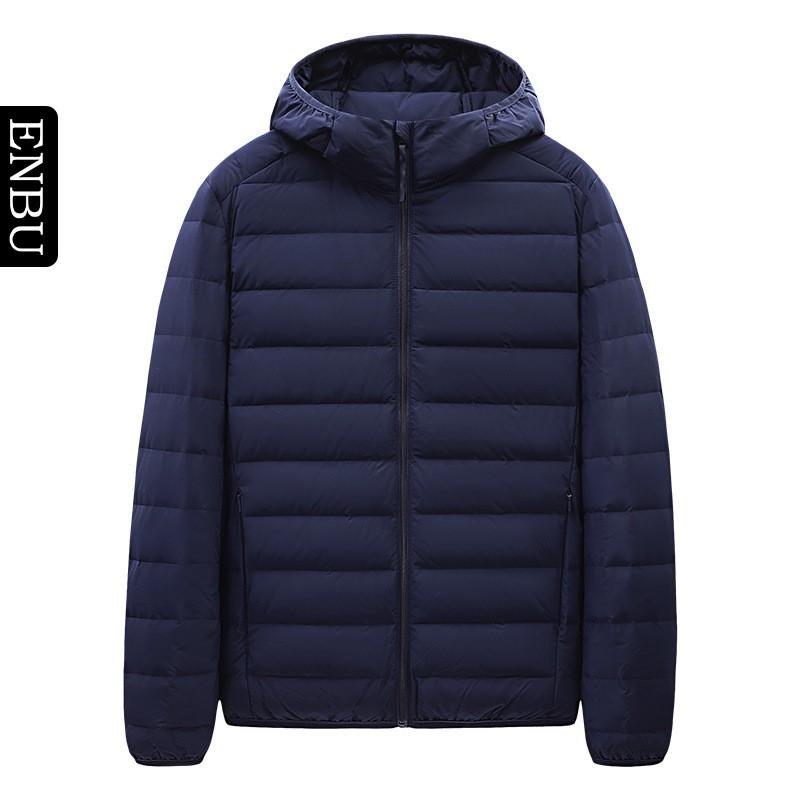 Giacca Piumino Corta Leggera da Uomo con Cappuccio 90% Piuma d'Anatra Bianca Caldo Cappotto Invernale Stile Urbano