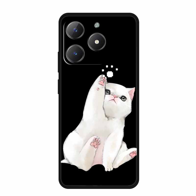 Black Silicone Case For Realme Narzo N61 Case N 61 Funda Cartoon Cat Soft Back Cover For Realme Note 60 Phone Case Shells Coque