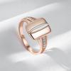 Luxury Shiny Natural Zircon Square Rings For Women  Rose Gold  Color Mix Original Design Bride Daily Jewelry