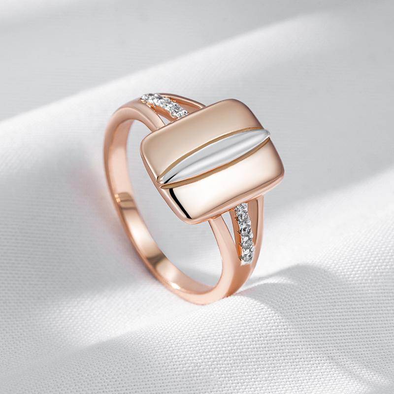 Luxury Shiny Natural Zircon Square Rings For Women  Rose Gold  Color Mix Original Design Bride Daily Jewelry