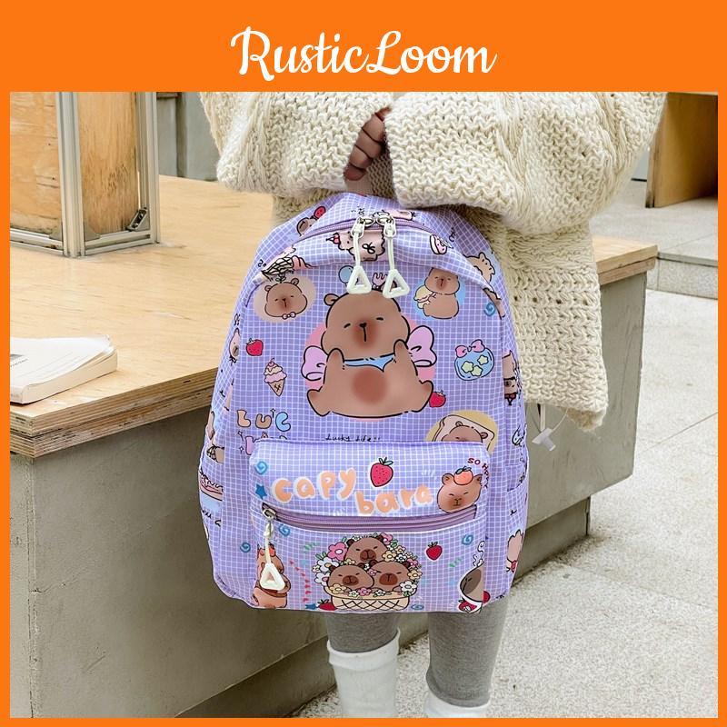 Cheerful And Bright Capybara Kindergarten Kid Nylon Cartoonish Backpack Printing