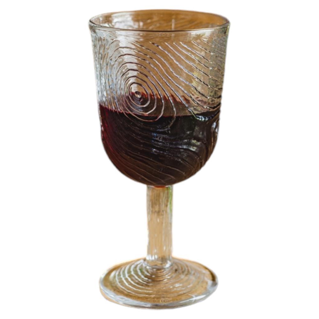 Wine Glass With Arbre Wood Slice Pattern, Transparent Glass