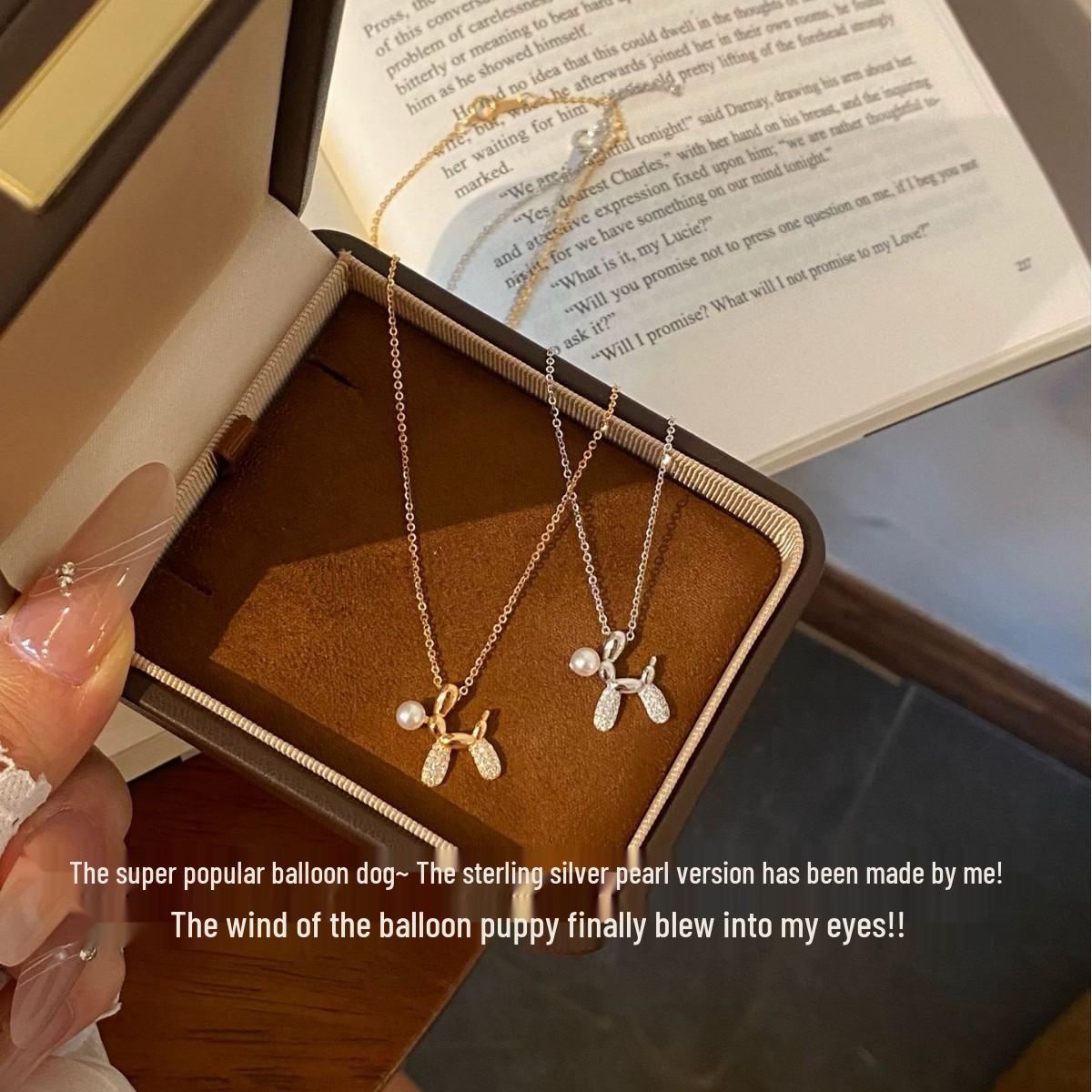 

S925 Sterling Silver Balloon Dog Clavicle Necklace for Women - Simple, Casual, and Elegant Summer Accessory 925 Silver розового золота