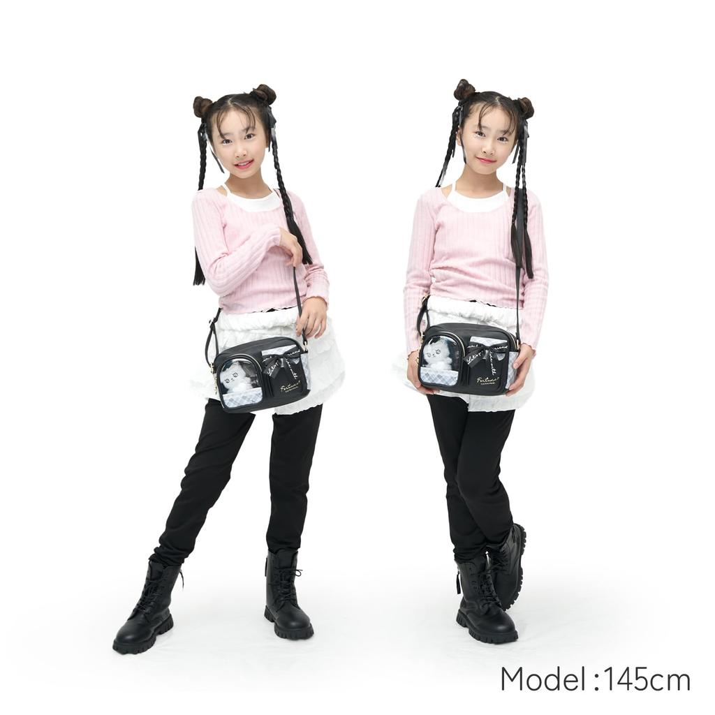 [Coboca+] C25151 Uruppi Shoulder Bag, Available in 3 Colors, Includes Plush Toy, Size 22 x 16 x 7.5cm, Casual Bag with Ribbon, Weight 323g (Rainbow)