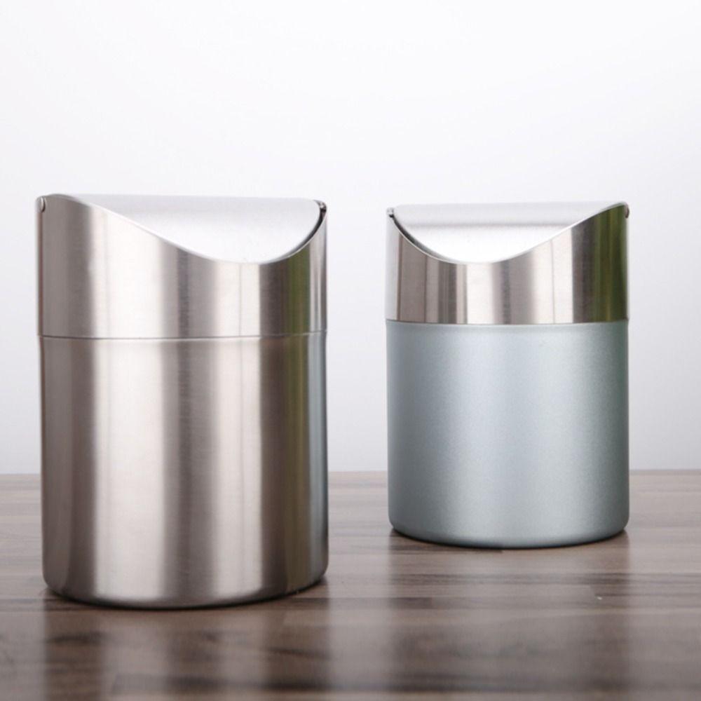 Rust-proof Desktop Trash Can Dust-proof Desktop Dumpster Mini Flip Trash Can  Bathroom