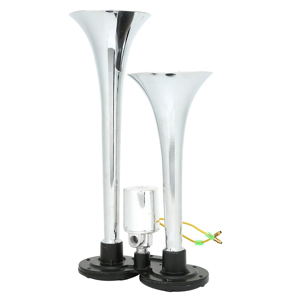 Universal Bil Pneumatisk Lufthorn Dobbelt Trompet 130dB 12V24V Tog Auto Lastebil Lastebil ABS Metall