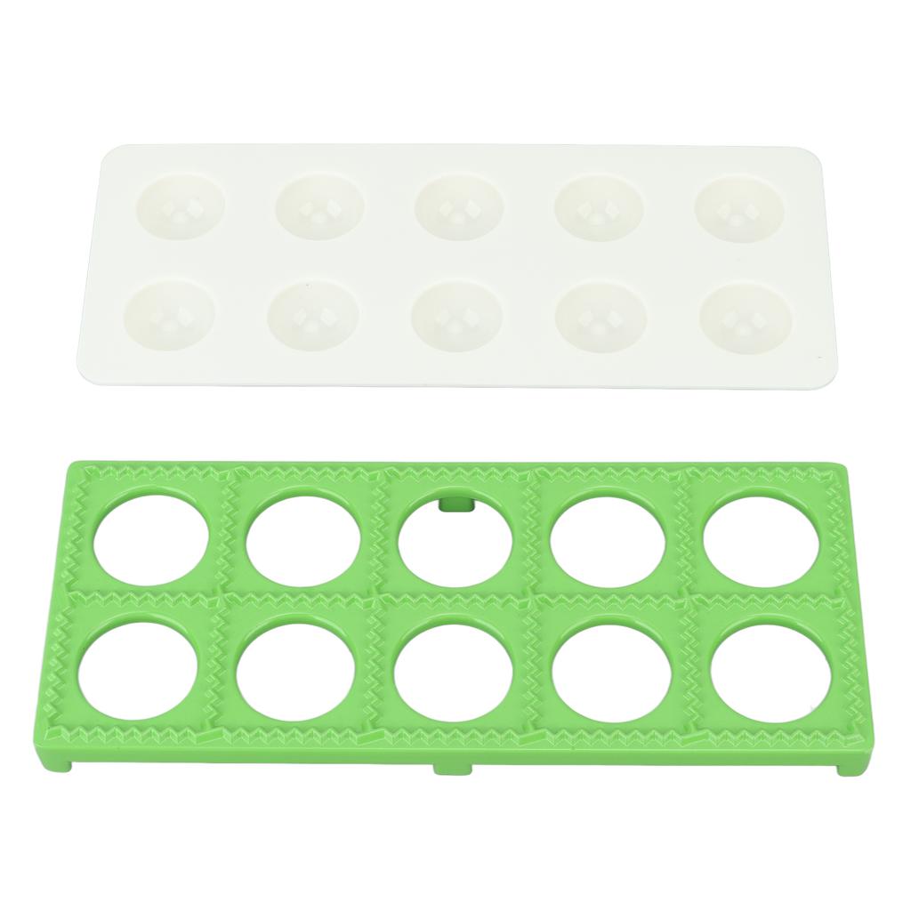 Ravioli Maker Press 10 Holes Iron ABS Durable Square Ravioli Maker for Home Dumpling Making Green