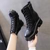 Women's shoes new lace-up inner height increase short boots women's thick sole inner height increase small casual versatile